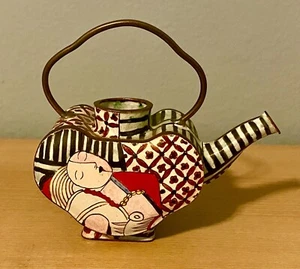 Vintage Empress Arts Emaille Mini Teekanne Picasso abstrakte Frau 1997 kein Deckel - Bild 1 von 5