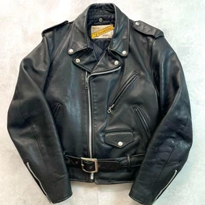 SCHOTT Perfecto 618 Double Steerhide Leather Motorcycle Jacket Black Zip Size 38 - Picture 1 of 10