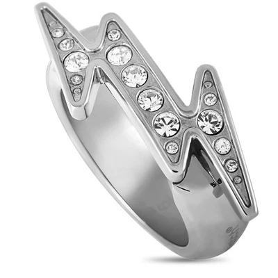Swatch Flashing Me Stainless Steel and White Crystal Ring JRM044 - Image 1 of 4