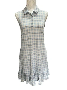 Vestido de golf Laura Ashley talla S plisado a cuadros sin mangas con cuello bolsillos atlético - Imagen 1 de 12
