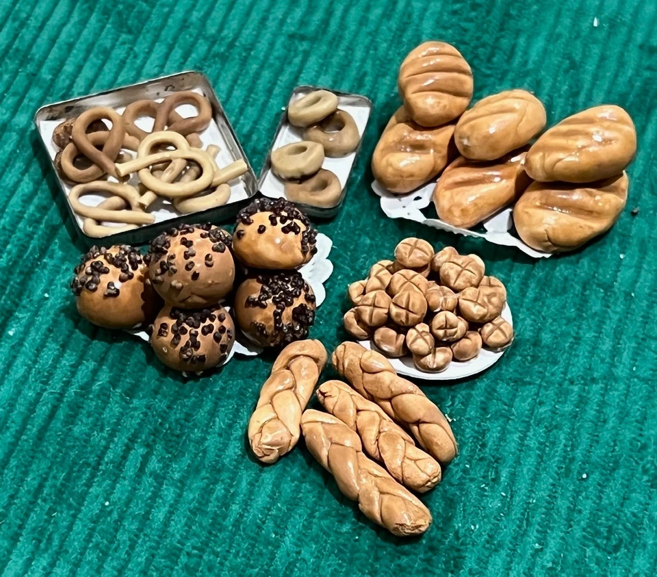 accesorios panadería casa de muñecas 1:12, galletas, donuts, pretzels, bagels Foto 1 de 1