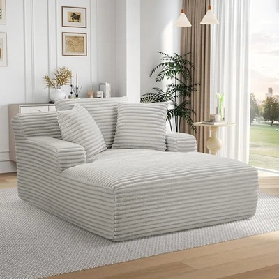 Sofá cama chaise salón sin hueso de gran tamaño silla de lectura sofá pana nube Foto 1 de 4