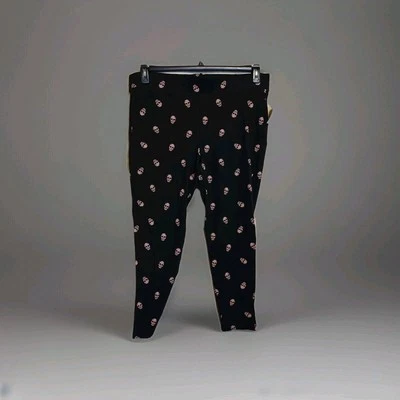 Leggings de algodão/elastano tórridas pretas com caveiras rosa tamanho 3 - Imagem 1 de 4