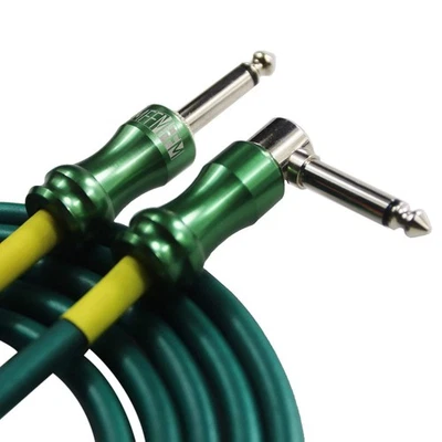 Cable de guitarra verde de 10 pies - ángulo recto a recto, conductor plateado, ruido-f... Foto 1 de 4