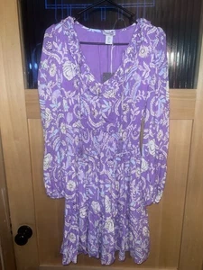 New Haute Hippie Ruffle Floral Dress Size Small-purple Cute - Bild 1 von 6