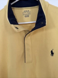 Yellow Sweatshirt Pullover Snap Button Ralph Lauren Polo XL Mens Rugby Bright - Picture 1 of 4