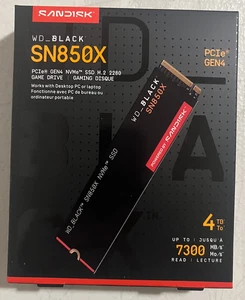 New Western Digital WD_Black SN850X 4TB 2280mm M.2 NVMe Gen 4.0 x 4 SSD NEW - Picture 1 of 4