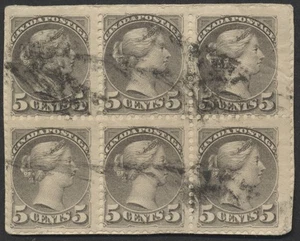 Canadá #42 5c Pequeña Reina Usado Bloque de 6 En Pieza - Imagen 1 de 1