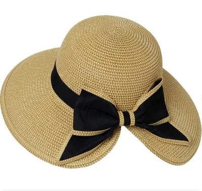 Sombreros de paja TIALARTS UPF 50 Panama cola de caballo bollos gorras de caballo playa mujeres Foto 1 de 4