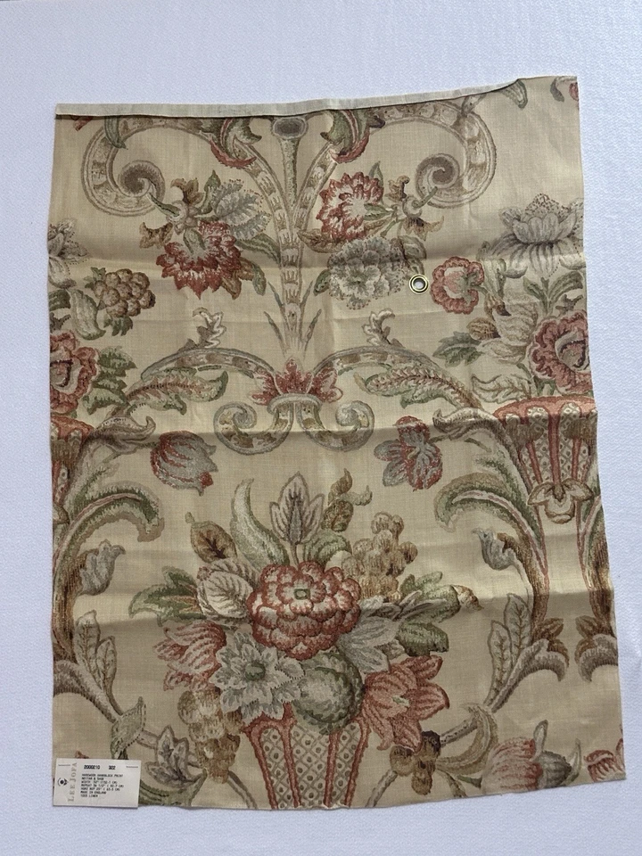 Lee Jofa Linen Nectar & Sage Floral Fabric Sample Harewood Handblock England - Image 1 of 3
