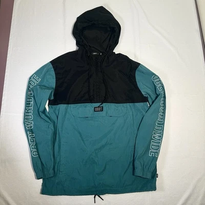 Винтажный Obey мужской ColorBlock AnFront карман пуловер кнопка Anorak куртка Med читать - Изображение 1 из 4