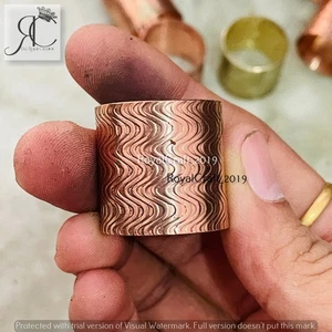 Cigar Copper Band, Wave Textured 15mm Wide Ring (BAND WIDE, SEE in SPECIFY) - Picture 1 of 4
