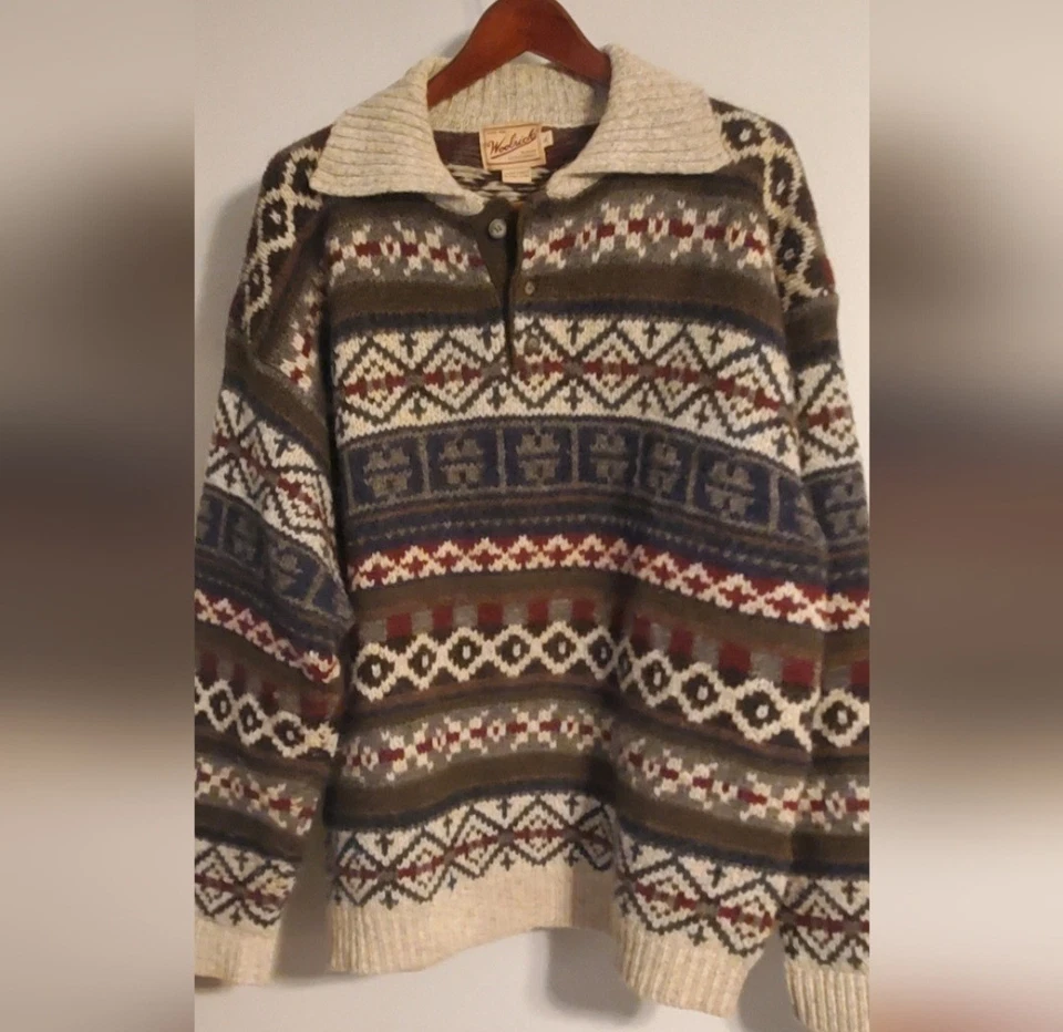 Woolrich Fairisle Men's Vintage Wool Blend  Sweater Pullover Size XL 1990s Vtg - Image 1 of 3