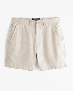 Abercrombie & Fitch The A&F 7” Linen-Blend Plainfront Short Beige Size 32 - Picture 1 of 11
