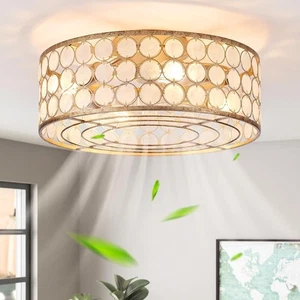 Capiz Fandelier Ceiling Fan with Light,20" Shell Lightss - Picture 1 of 9
