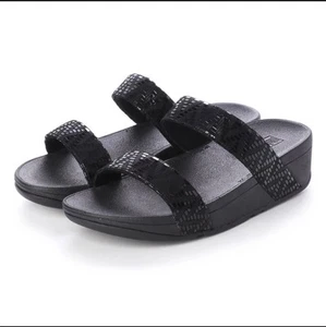 Fitflop Lottie Chevron Slide Women's Sandals Black Size 9 Two-strap Platform - Picture 1 of 13