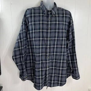 Brooks Brothers Flannel Shirt Mens XXL 2XL Blue Plaid Button Up Outdoor - Picture 1 of 10