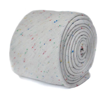 Corbata Funky de lana de lino de diseñador Frederick Thomas para hombre - blanca - ajustada moteada Foto 1 de 4