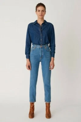 Pantalones de mezclilla M.i.h Mimi tiro alto vintage ajustados punta azul floral bordados talla 28 nuevos Foto 1 de 4