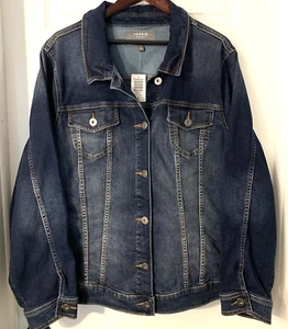NEW! TORRID Jacket Plus Sz 4X (26) Blue Jean Denim Distressed Long Sleeve NWT - Picture 1 of 8
