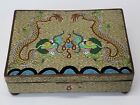 CHINESE CLOISONNÉ HINGED JEWELERY BOX, METAL BALL FEETLOT CONTENTS