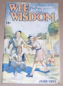 Wee Wisdom Magazine June 1935 - Walter Ohlson Cover Art - Baseball / Girl Batter - Picture 1 of 3