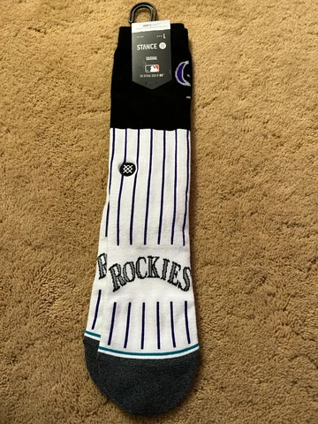 Stance MLB Mens Logo Socks Colorado Rockies Size Large White One Pair Cover