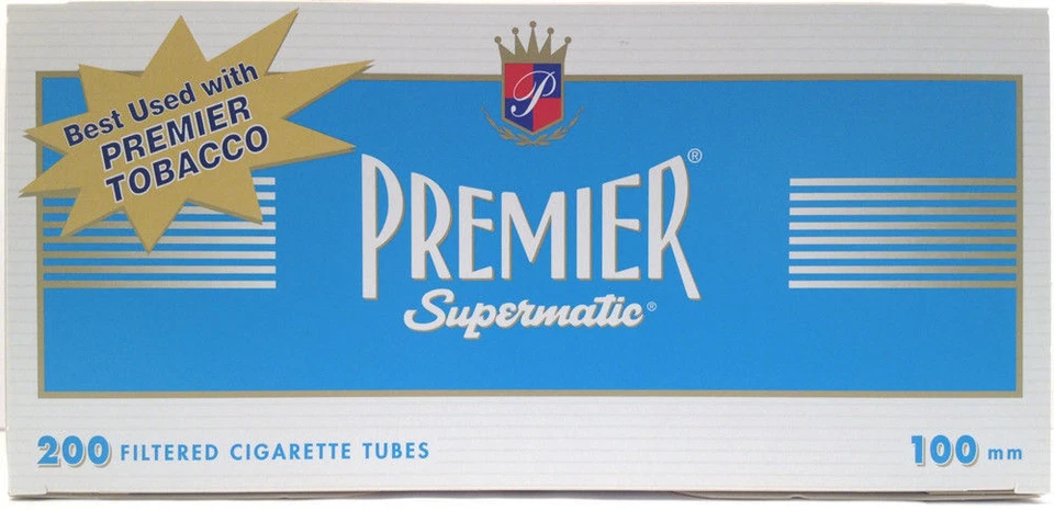 Premier Supermatic 100's Blue Light Cigarette Filter Tubes 1 Box of 200 - 3097 - Image 1 of 1