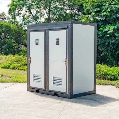 Bastone 2-Stall Portable Restroom w/ Sink for Construction Sites - Image 1 of 4