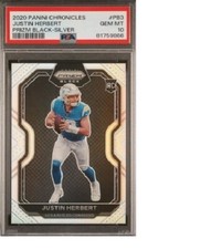 2020 Panini Chronicles Justin Herbert Prizm Black-Silver Rookie RC #PB3 PSA 10