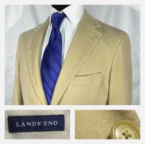 Chaqueta deportiva de pana fina reciente Lands End abrigo parche bolsillos M (38-40) - Imagen 1 de 19