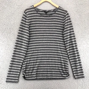 Talbots Top Womens Medium Silver Striped Shimmer Long Sleeves Stretch Pullover - Bild 1 von 9