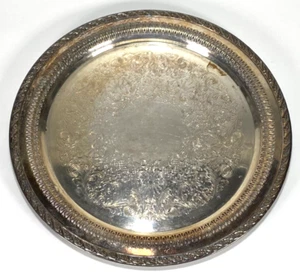 Vintage Silver-plate Tray Round  15” Round Wm RODGERS & SON Spring Flower - 2072 - Picture 1 of 5