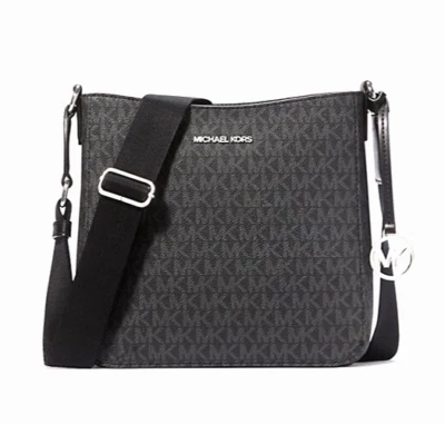 New Michael Kors Jet Set Travel Small Signature Logo Messenger Bag Black Dustbag - Image 1 of 4