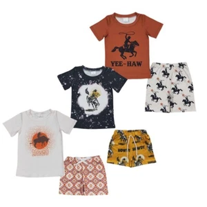 Toddler Boys Sibling Rodeo Yee- haw Shorts Set 2pcs Summer Outfit - Picture 1 of 7