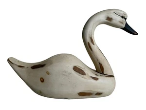 VINTAGE JJ DECOY SWAN/GOOSE DECOY SOLID WOOD HAND CARVED ARTIST SIGNED FRAN - Picture 1 of 11