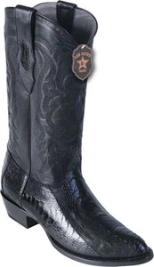 LOS ALTOS MEN R-TOE BLACK GENUINE OSTRICH LEG WESTERN COWBOY BOOT 600505 D - Picture 1 of 2
