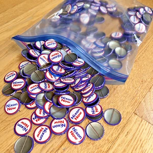 NIXON NOW PRESIDENT RICHARD NIXON Buttons - 1 1/4 Pounds /Approx 200 Buttons - Picture 1 of 4