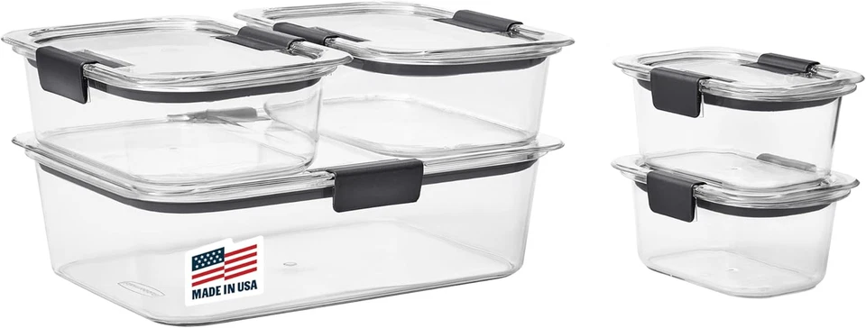 Rubbermaid Brilliance Food Storage Containers, Set of 5 (10 Pieces), Bpa-Free, L - Image 1 of 4