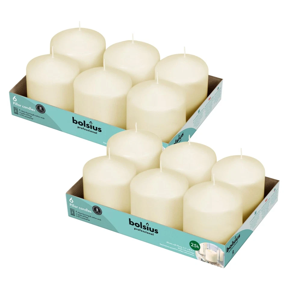 12 velas de pilar de marfil a granel - Juego de velas de 3x3 pulgadas - 25+ horas de combustión limpia... Foto 1 de 1