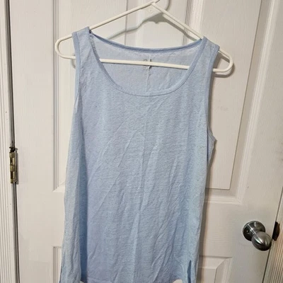 Anne Klein 100% Linen Tank Top Womens Size M  Blue Sheer  Beach Costal Festival - Image 1 of 4