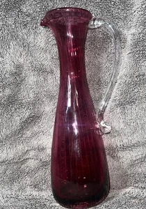 Pilgrim Cranberry Kunst Glas Ewer Krug 8,5" hoch mundgeblasen USA Vintage - Bild 1 von 8