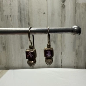 925 Sterling Silber Princess Cut Amethyst Ohrhänger - Bild 1 von 5