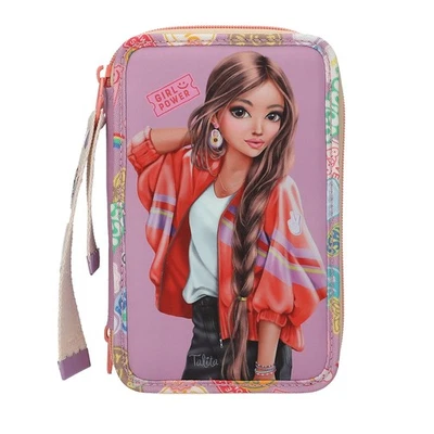 Depesche TOPModel Federtasche Girl Power 3-Fach gefüllt Federmäppchen 13283 rosa - Bild 1 von 4