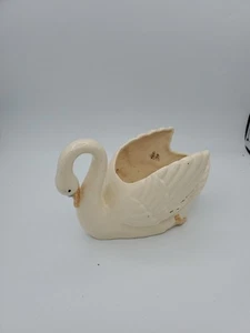 Vintage Mid Century Swan Planter Brush USA Pottery Cream MCM Grandma - Picture 1 of 4