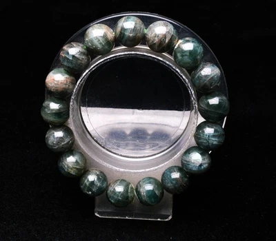 Pulsera de cuentas redondas de cristal de espodumeno verde natural genuino de 12 mm AAA Foto 1 de 4