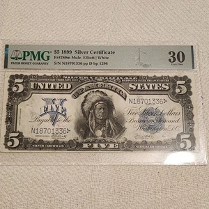 1899 $5  CHIEF Silver Certificate Mule Fr-281m PMG VF-30 - Picture 1 of 9