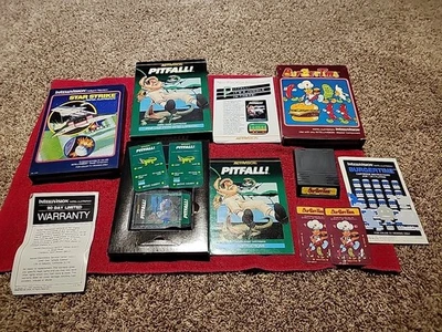 3 Intellivision Games PITFALL - BURGER TIME & STAR STRIKE 100% Complete Boxes - Image 1 of 4