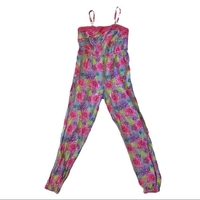 Route 66 Spaghetti Strap PInk Floral Pants Jumper Large 10/12 EUC - Image 1 of 2