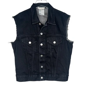 Helmut Lang Shrunken Black Denim Cropped Vest Size XL Unisex - Picture 1 of 5